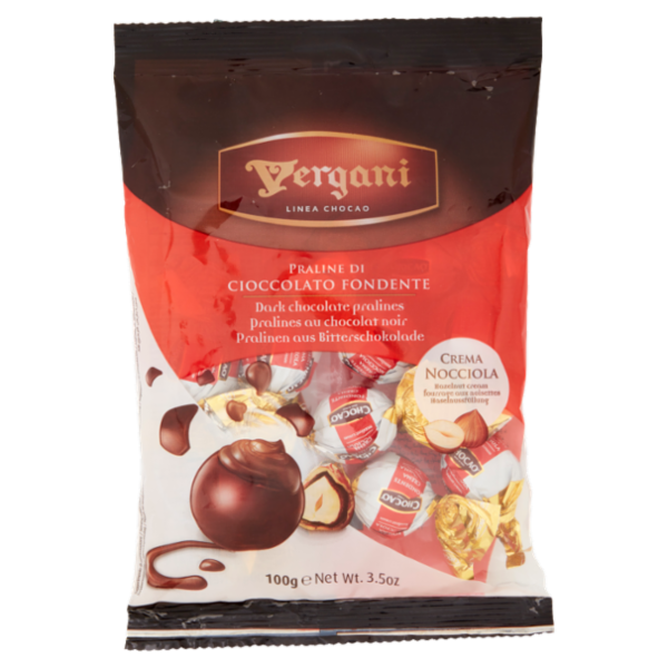 Vergani Linea Chocao Praline di Cioccolato Fondente Crema Nocciola 100 g