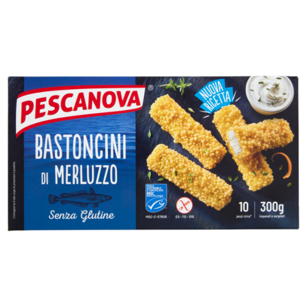 Pescanova Bastoncini di Merluzzo Impanati e surgelati 300 g