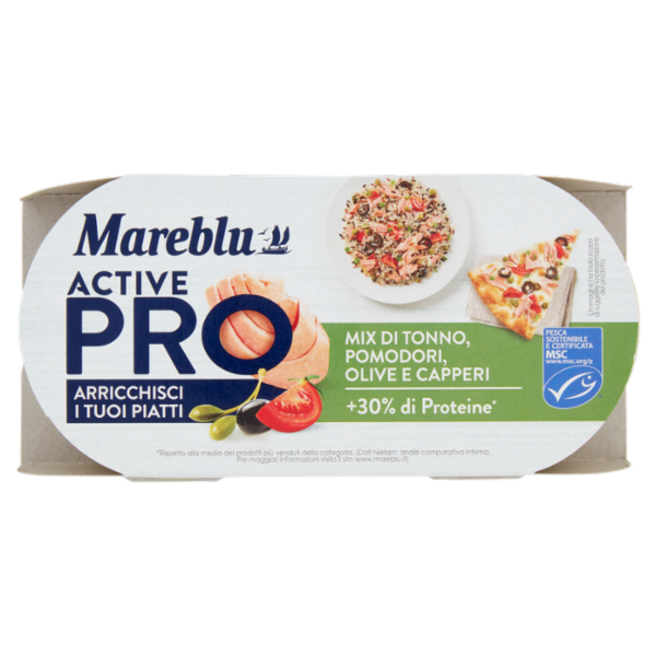 Mareblu Active Pro Mix di Tonno, Pomodori, Olive e Capperi 2 x 130 g