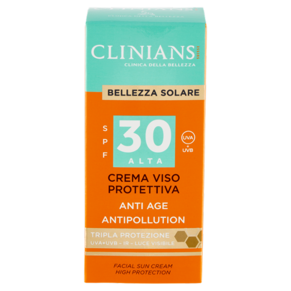 Clinians Bellezza Solare Crema Viso Protettiva SPF30 Anti Age Antipollution 75 mL