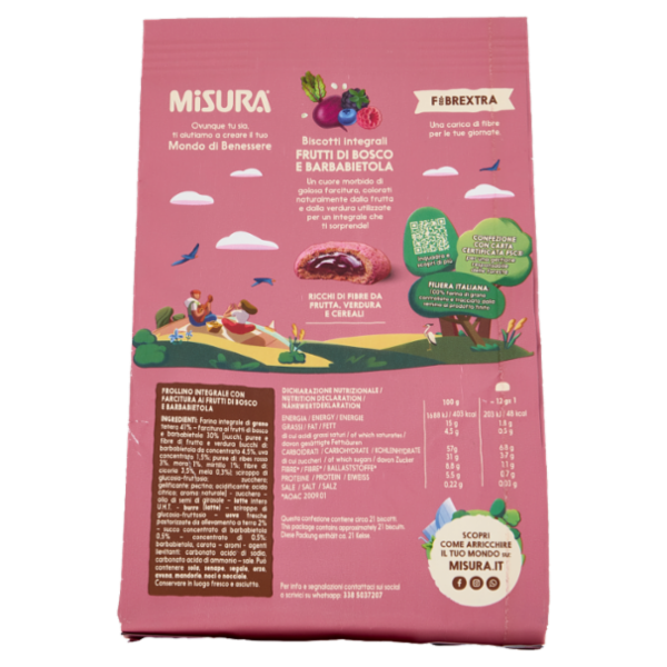 Misura Fibrextra Biscotti integrali Frutti di Bosco e Barbabietola 260 g