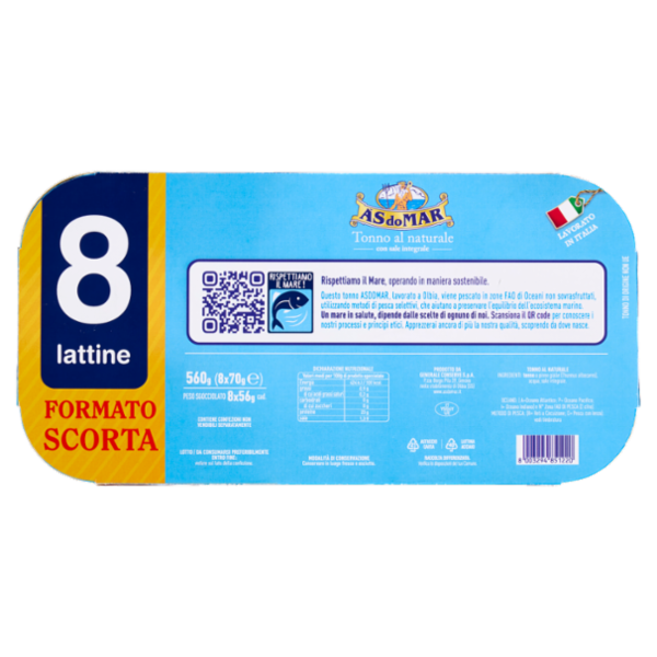 Asdomar Tonno al naturale con sale integrale 8 x 70 g