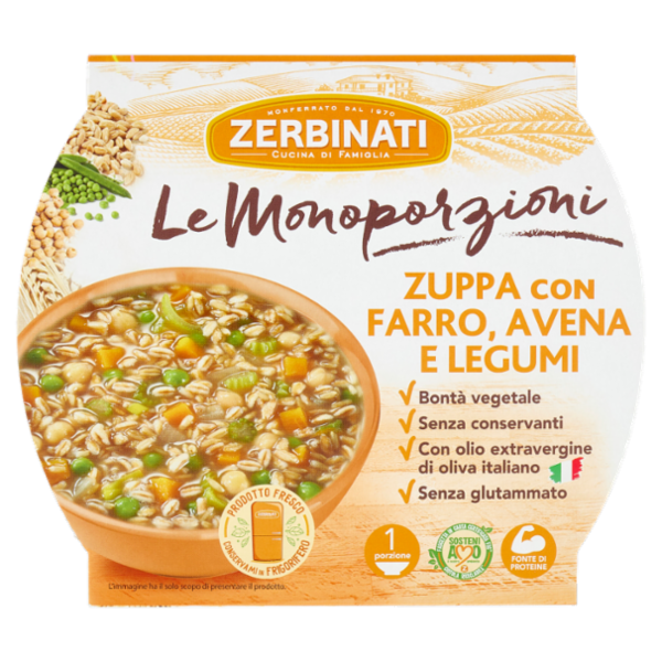 Zerbinati Le Monoporzioni Zuppa con Farro, Avena e Legumi 310 g