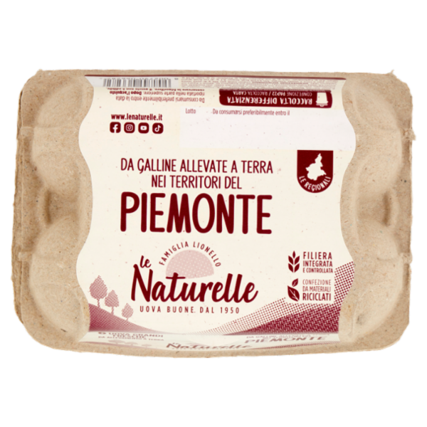 le Naturelle Le Regionali Piemonte 6 Uova Grandi Fresche da Allevamento a Terra