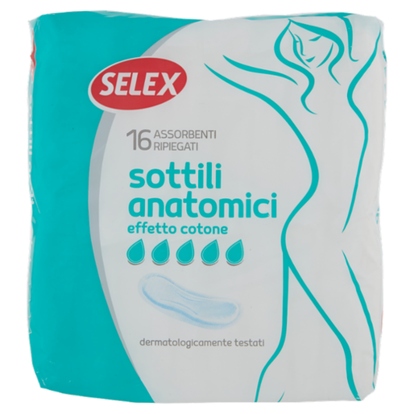 Selex Assorbenti Sottili Anatomici Effetto Cotone Ripiegati 16 pezzi