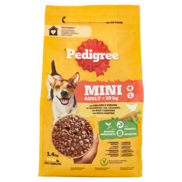 Pedigree Cibo Secco Cane Adulto Piccolo Pollame Verdure 1.4Kg