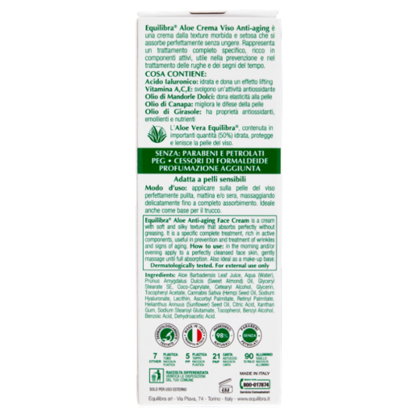 equilibra Aloe Crema Viso Anti-Aging 50 ml