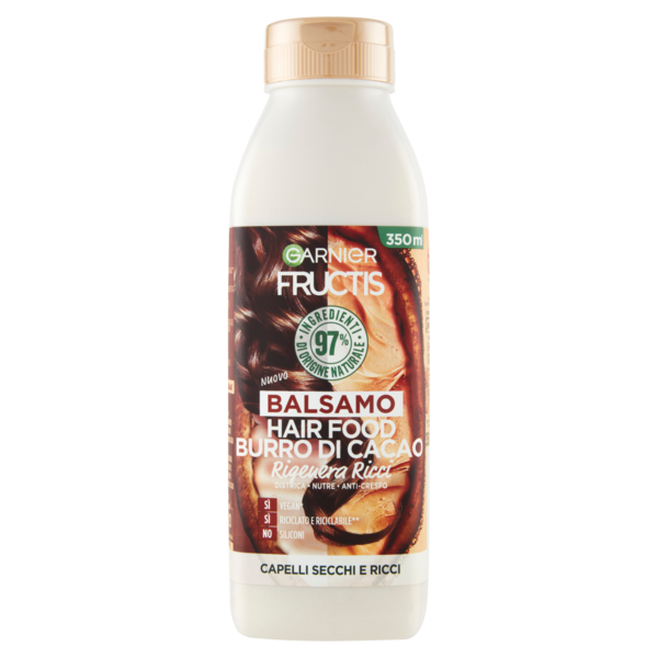 Garnier Fructis Balsamo Hairfood Burro di Cacao, per capelli secchi e ricci 350 ml