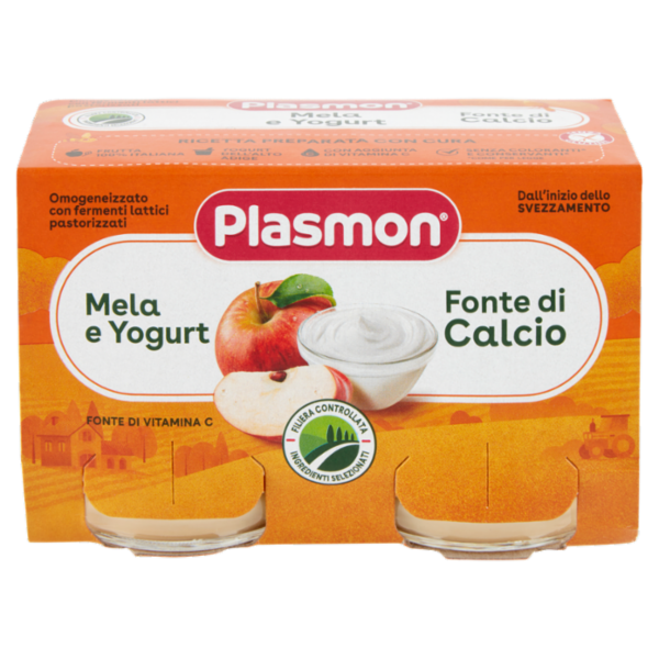 Plasmon Omogeneizzato con fermenti lattici pastorizzati Mela e Yogurt 2 x 120 g