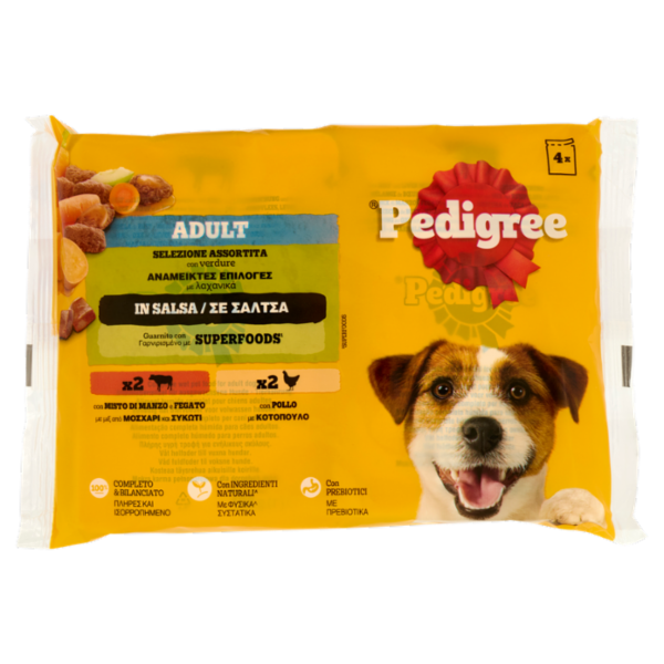 Pedigree Adult Manzo Fegato/Pollo Salsa cibo umido cane 4x100g