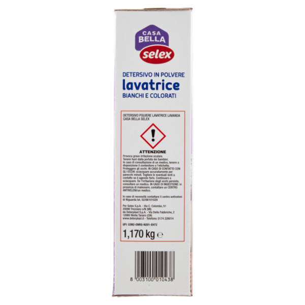 Selex Casa Bella Detersivo per Lavatrice in Polvere Profumo Lavanda 18 misurini 1,170 kg