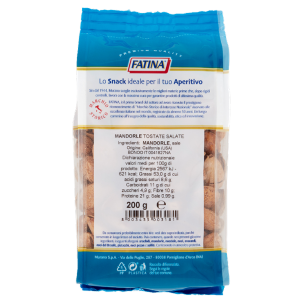 Fatina Snack Croccante Mandorle Tostate e Salate 200 g