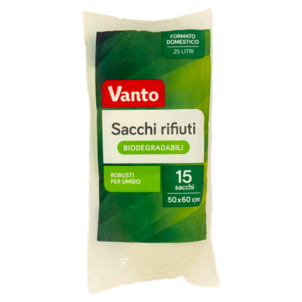 Vanto Sacchi Rifiuti Pattumiera Biodegradabili per Umido Cm 50X60 15 pezzi