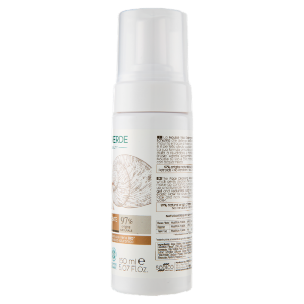 Naturaverde Natural Beauty Bio Bava di Lumaca Mousse Detergente Rinfrescante 150 ml