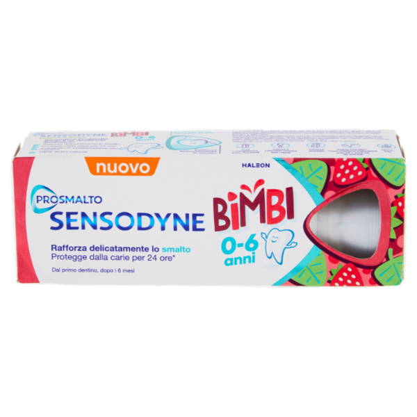 Sensodyne Prosmalto Bimbi, Dentifricio per Bambini 0-6 anni, Aroma Naturale Fragola e Menta, 50 ml
