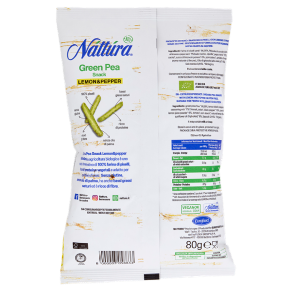 Náttúra Green Pea Snack Lemon&Pepper Bio 80 g