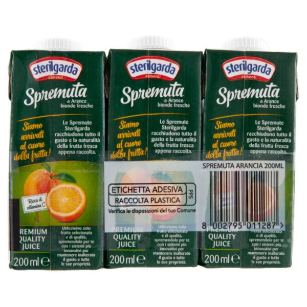 sterilgarda Spremuta di Arance bionde fresche 3 x 200 ml