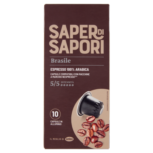 Selex Saper di Sapori Caffè in Capsule Espresso 100% Arabica Brasile Compatibili Nespresso 10 pezzi