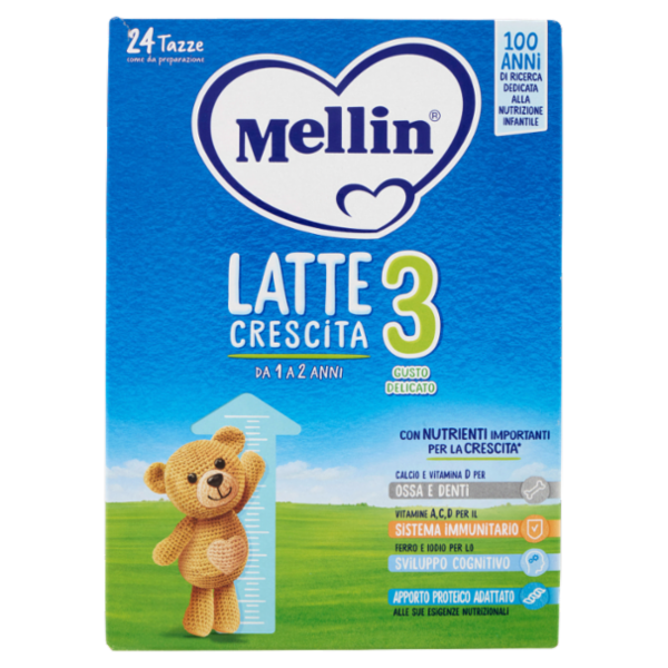 MELLIN 3 - Latte Crescita in Polvere, Fonte di Ferro e Iodio, dal 12° al 24° mese, 770g