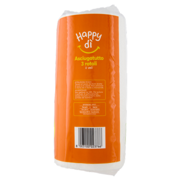 Happy dì Asciugatutto 2 Veli 75 Strappi 3 Rotoli
