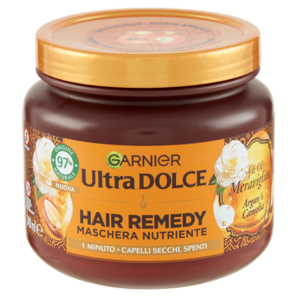 Garnier Ultra Dolce Hair Remedy Maschera per Capelli Nutriente Argan e Camelia, 340 ml