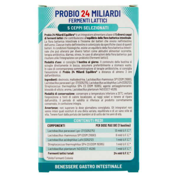 equilibra Probio 24 Miliardi Fermenti Lattici 5 Ceppi Selezionati 10 Bustine Orosolubili 25 g