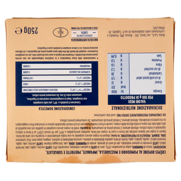 IL GIGANTE Crêpes Surgelate al Pomodoro e Mozzarella 4 Pezzi 250 g