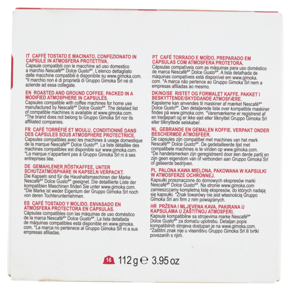 Gimoka Espresso Intenso Compatibile Nescafè* Dolce Gusto* 16 Capsule 112 g