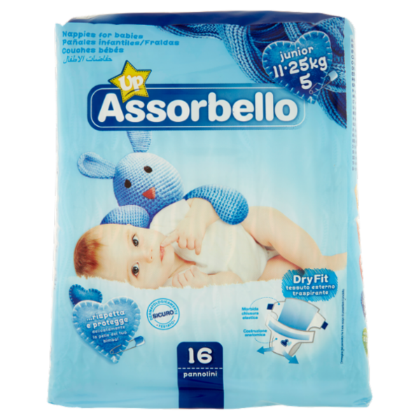 Assorbello Up junior 11-25kg taglia 5 pannolini 16 pz