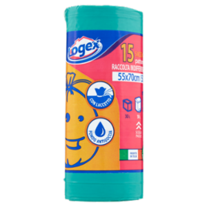 Logex Sacchi Pattumiera Raccolta Indifferenziata 55x70cm 50L 15 Pz