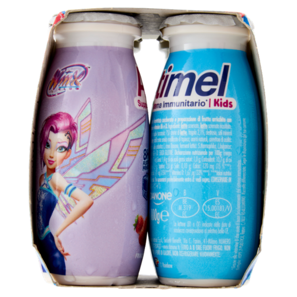 ACTIMEL Winx, Yogurt da Bere con Vit B6 e D per il Sistema Immunitario, gusto fragola, 4X100G