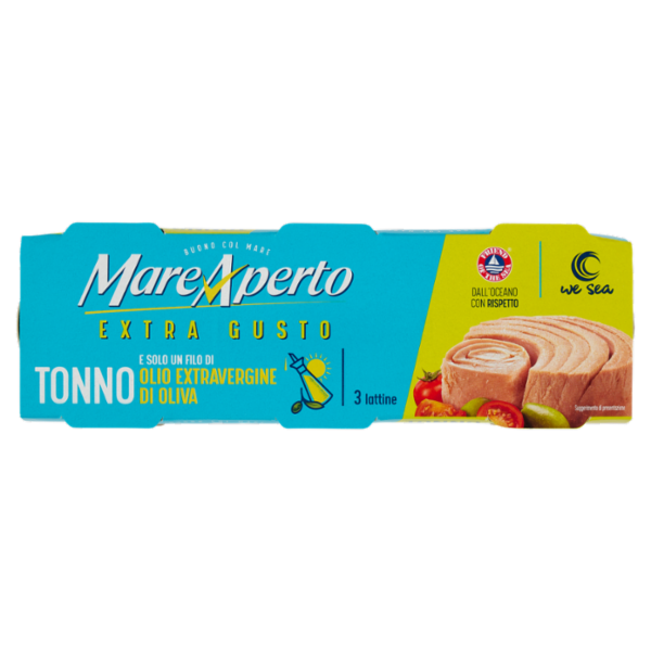 Mare Aperto Tonno Extra Gusto e Solo un Filo di Olio Extravergine di Oliva 3 x 60 g
