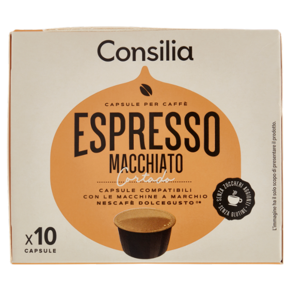 Consilia Caffè Espresso Macchiato in Capsule Compatibili Dolce Gusto 10 pezzi