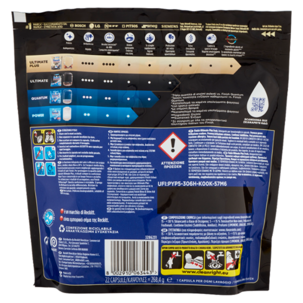 Finish Ultimate Plus Fresh pastiglie lavastoviglie 22 lavaggi 268,4 g