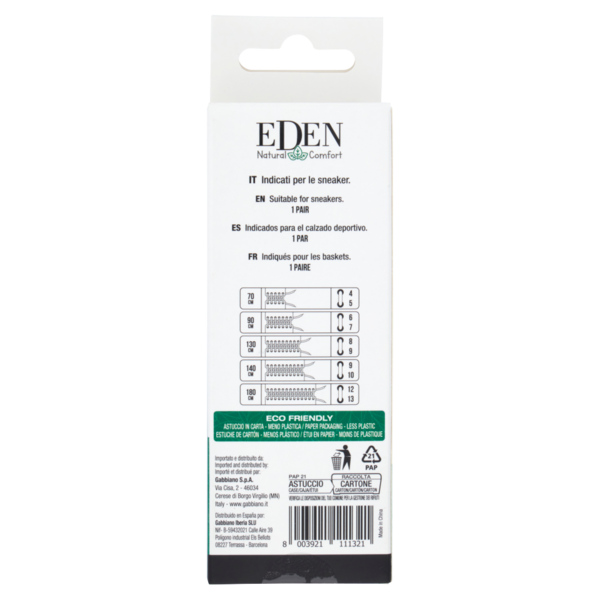 Eden Natural Comfort Lacci Piatti Larghi 130 cm 8/9 Fori 1 Paio
