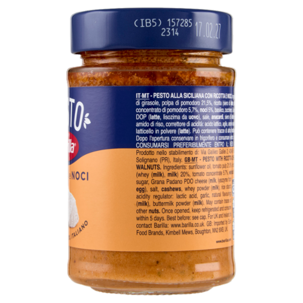 Barilla Pesto Ricotta e Noci Condimento e Sugo per Pasta 190 g
