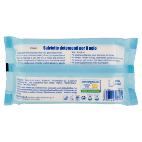 Vitakraft Salviette detergenti per il pelo al talco cm. 15X20 70 pz