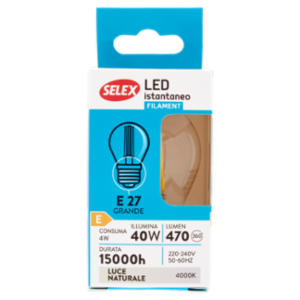 Selex Lampadina Led Filamento Minisfera E27 4W