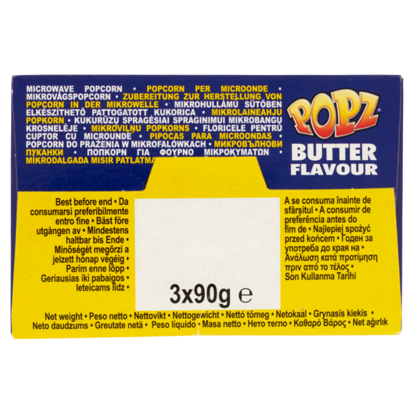 Popz the Microwave Popcorn Gusto Burro 3 x 90 g