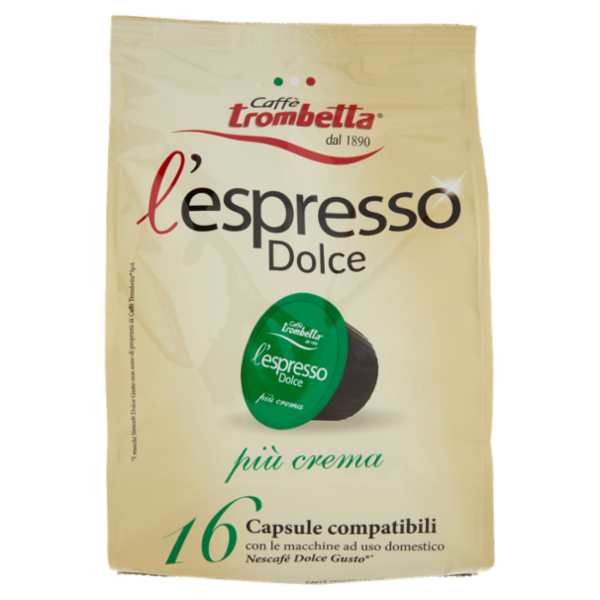 Caffè trombetta l'espresso Dolce più crema 16 Capsule compatibili Nescafé Dolce Gusto* 112 g