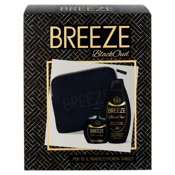 Breeze BlackOud Deodorante Squeeze 100mL + Doccia Shampoo & Bagnoschiuma 400 mL + Porta Tablet