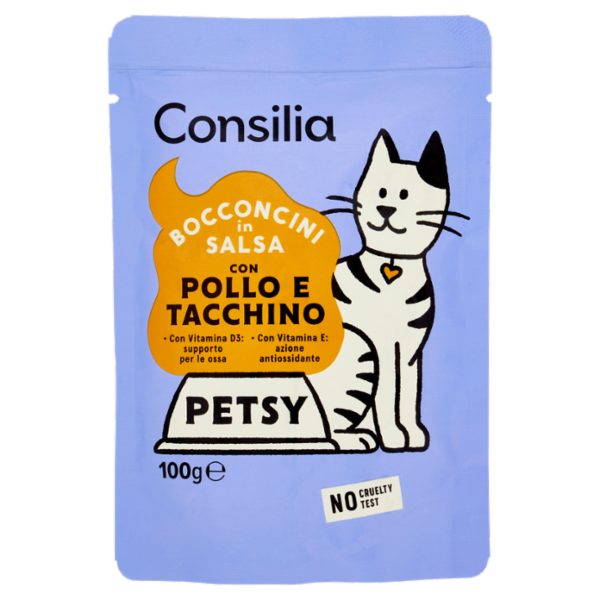 Consilia Petsy Gatto Bocconcini con Pollo e Tacchino 100 g