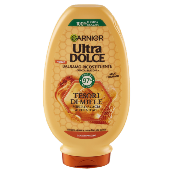 Garnier Ultra Dolce Balsamo Tesori di Miele con Pappa reale,rinforza e nutre i capelli fragili 250ml