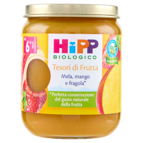 HiPP Biologico Tesori di frutta Mela, mango e fragola° 160 g