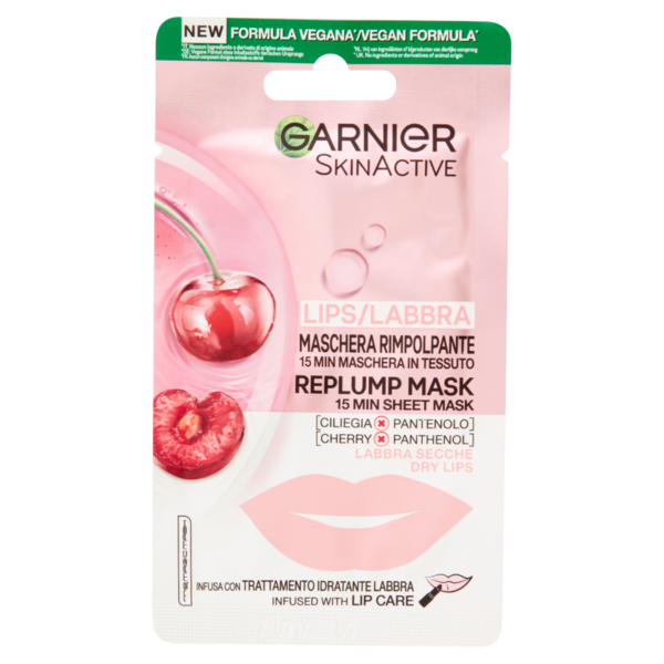 Garnier SkinActive Maschera in Tessuto Labbra Rimpolpante alla Ciliegia