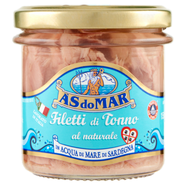 Asdomar Filetti di Tonno al naturale in Acqua di Mare di Sardegna 150 g