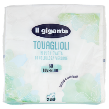 IL GIGANTE Tovaglioli In Pura Ovatta Di Cellulosa Vergine 2 Veli 50 Pz