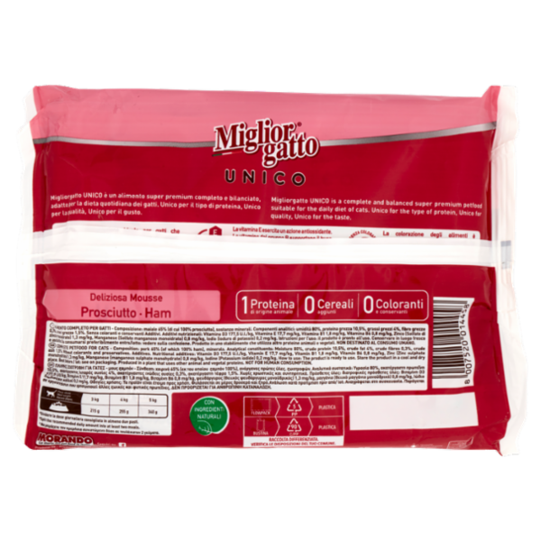 Migliorgatto Unico Deliziosa Mousse Prosciutto 4 x 85 g