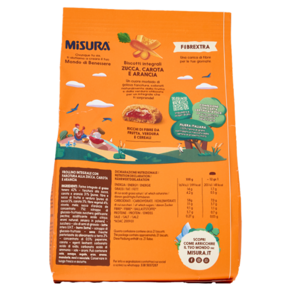 Misura Fibrextra Biscotti integrali Zucca, Carota e Arancia 260 g