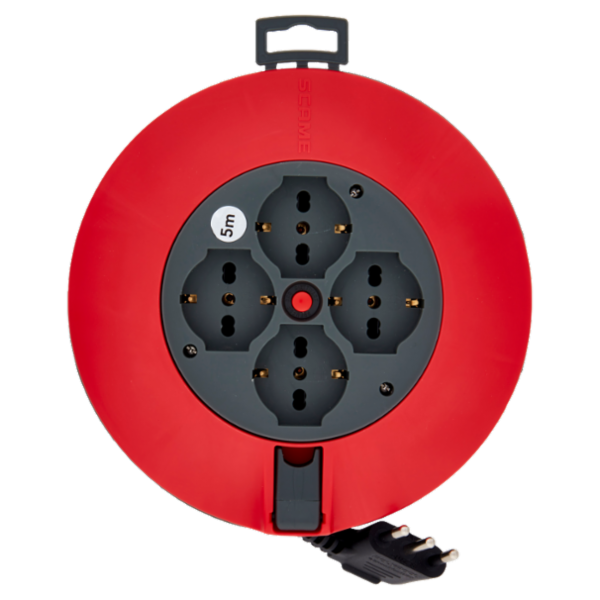 Selex Avvolgicavo Spina 16A(Ita)+4 Prese Pluristandard+Disgiuntore Termico 5 m